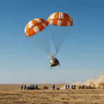 Soyuz Capsule with 2 Russians and 1 American Returns to Earth from the International Space Station